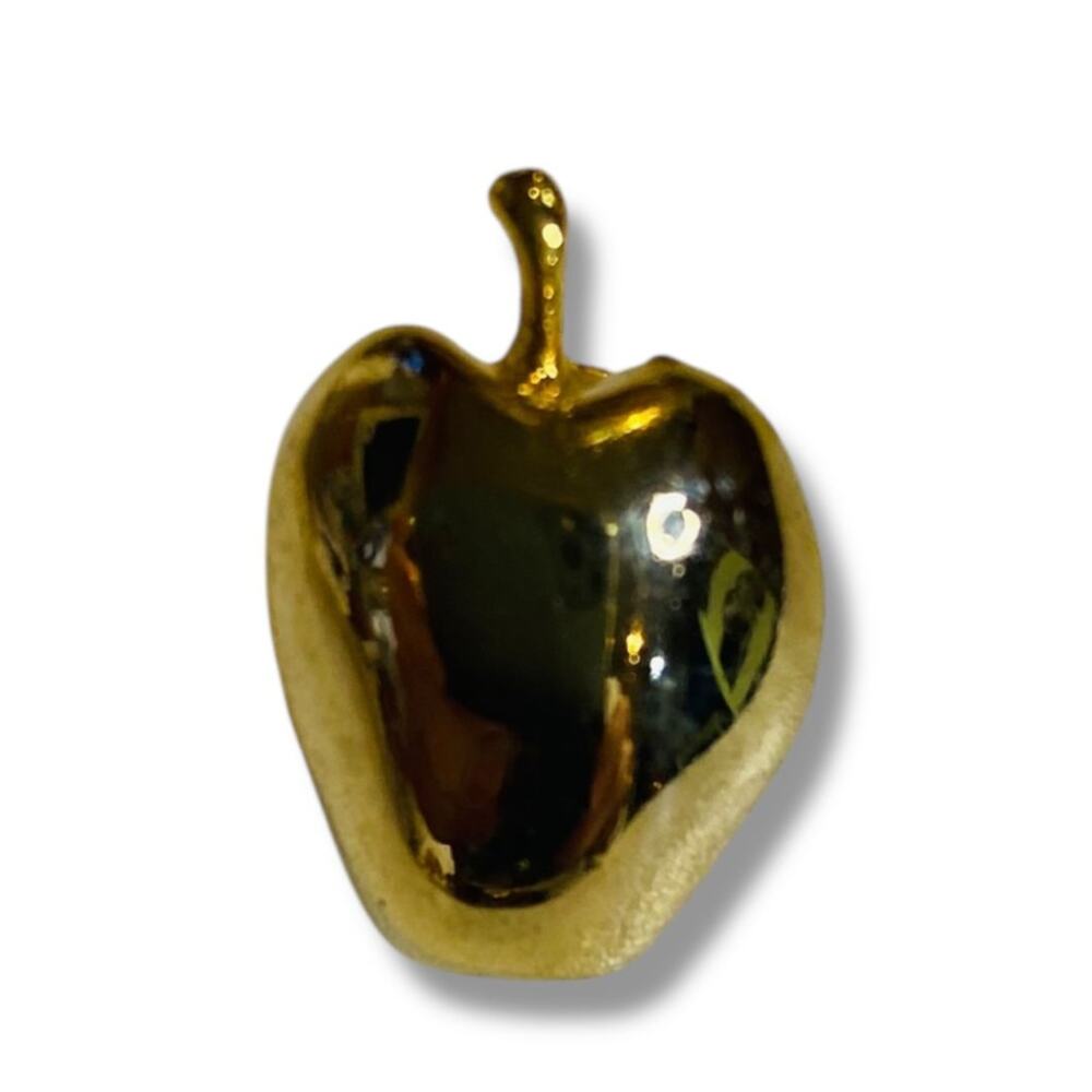 Vintage Signed Jubilee Domed Apple Lapel Pin .9" Goldtone